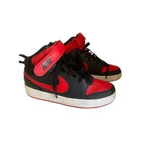 Nike Court Borough Mid 2 Red Black Youth 3.5 leather